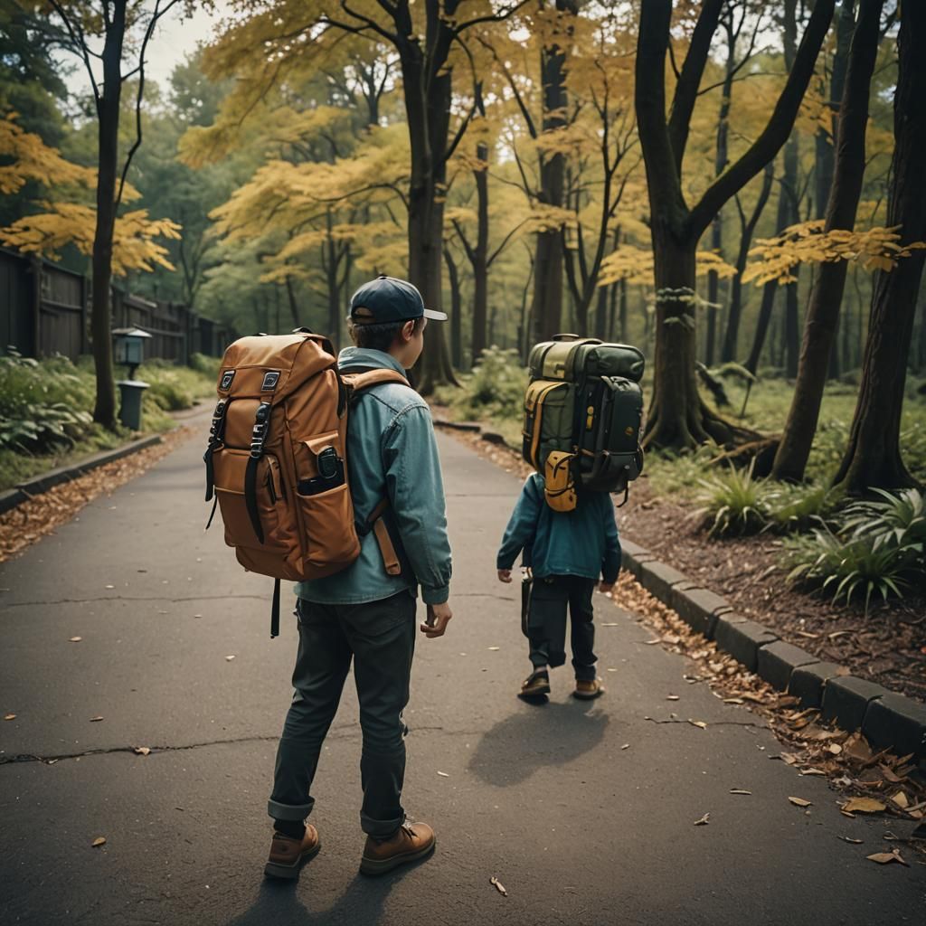 Cinematic Image of a Young Inventor with Backpack