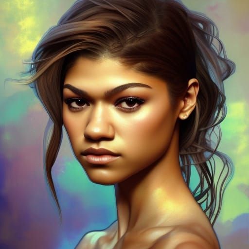 Zendaya Watercolor Portrait in 8K Resolution