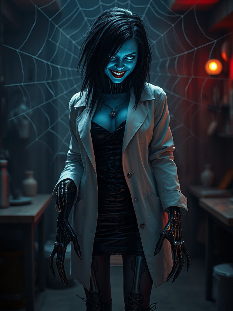 Gothic Horror Female with Bioiluminating Skin and Metallic B...