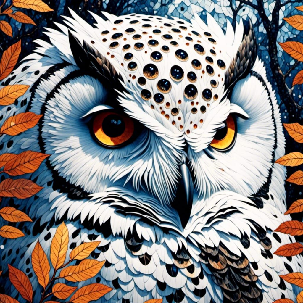 Snowy Owl Double Exposure Collage Art Illustration