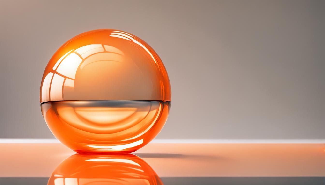 Translucent Orange Sphere in Abstract Light Reflection