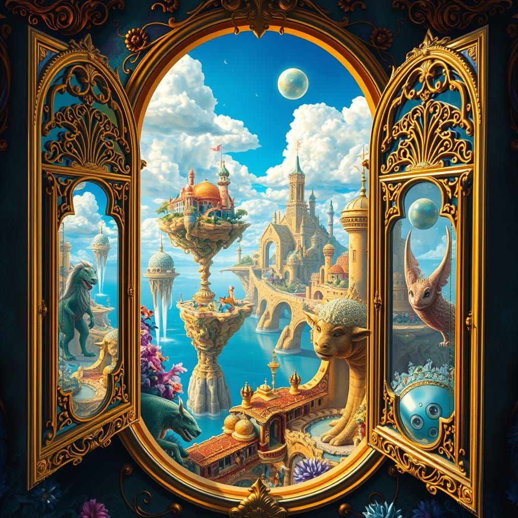 Surreal Dreamscape Revealed Through Ornate Crystal Windows