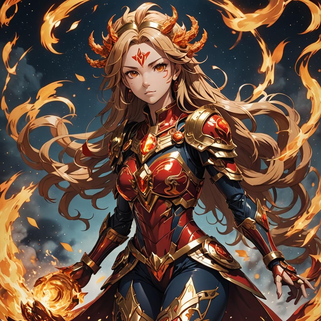 Anime Leo Fire Zodiac Female Figure Art