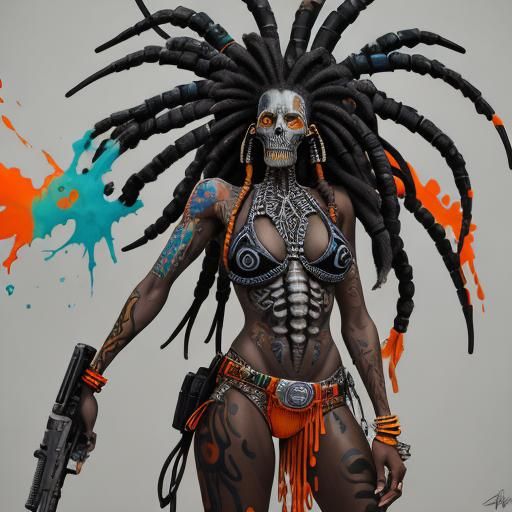 Woman in Exoskeleton on Palm Beach Graffiti Art