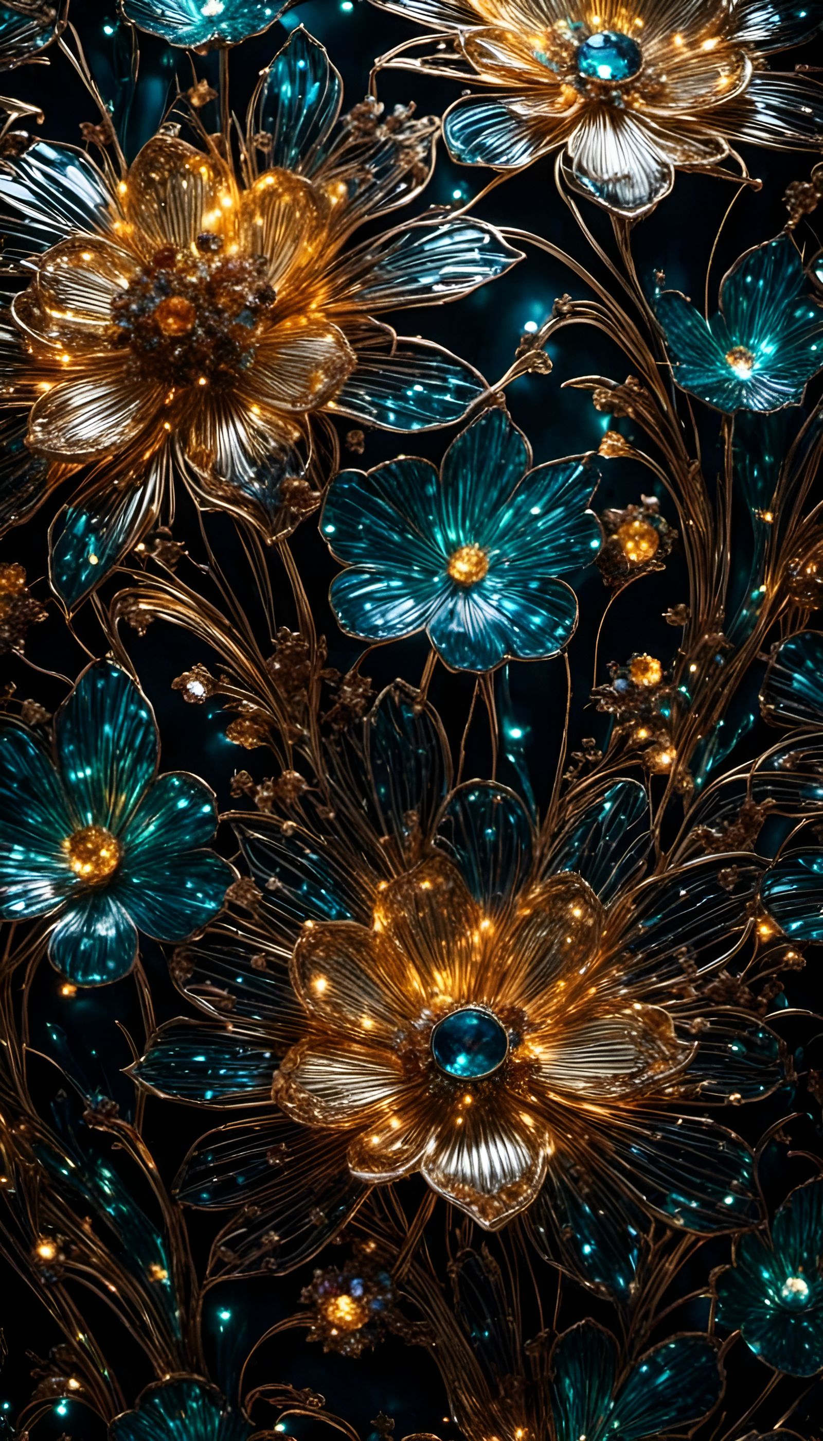 Glittery Glass Flowers in Dark Academia Style