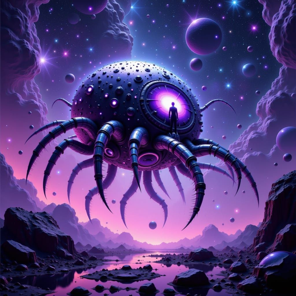 Chrome Roomba Vacuums Cosmic Void in Digital Matte Painting ...