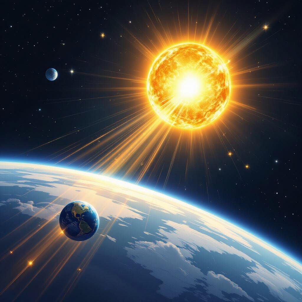 Sunlight's Journey: Light Rays from Sun to Earth