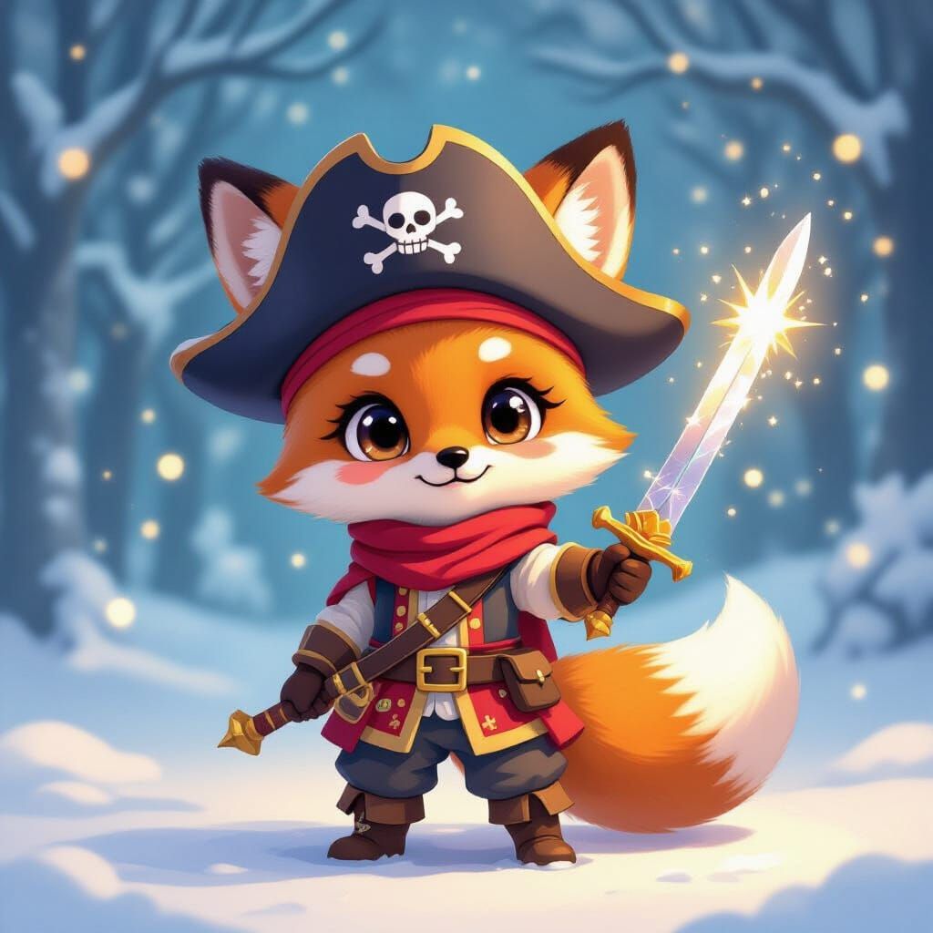 Chibi Fox Pirate in Winter Wonderland