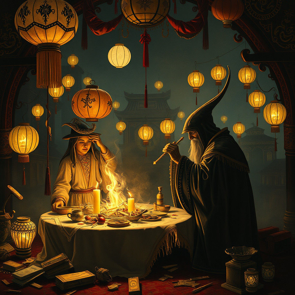 Mystical Trash Polka Allomancy Scene in Manuscript Style