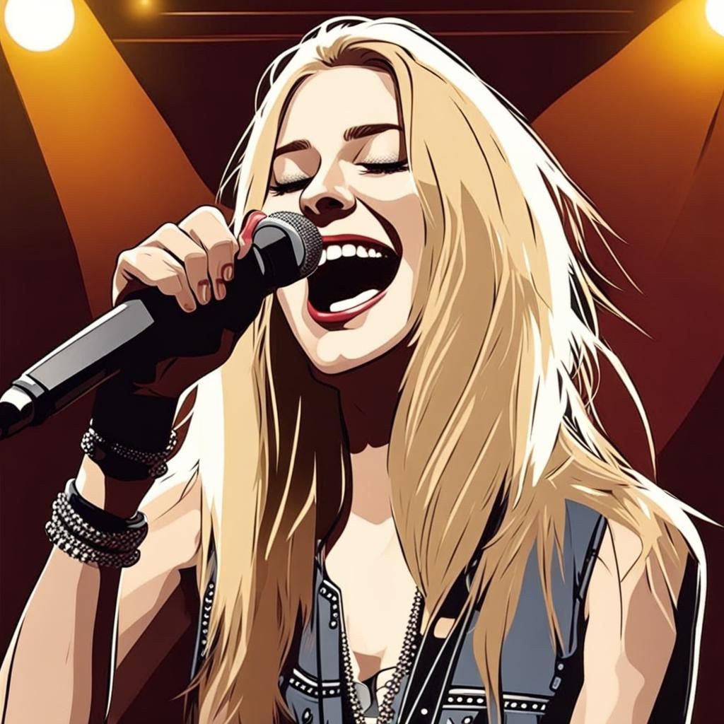 Blond Rock Singer Performing On Stage