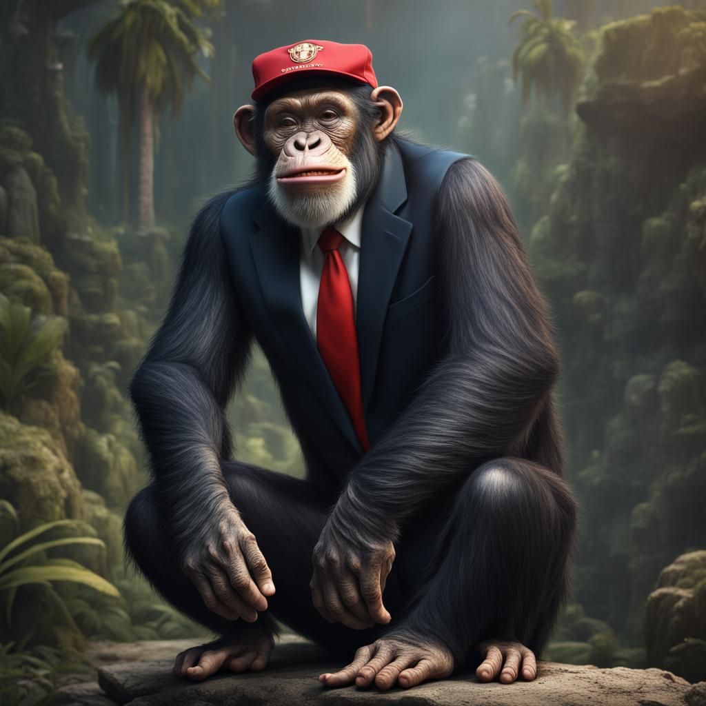 Chimpanzee as Donald Trump: Detailed Matte Painting