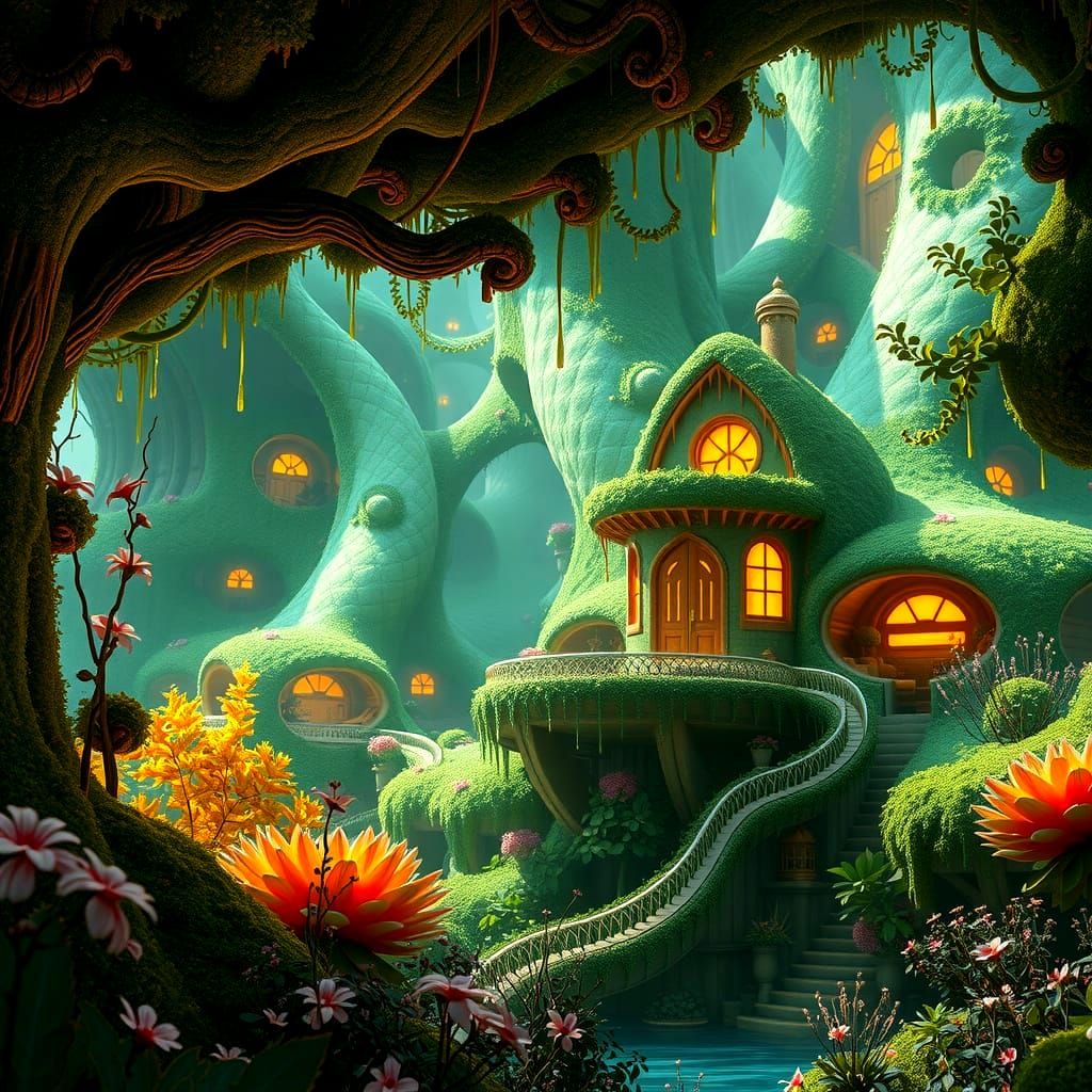 Fantastical Green Hideout in Deep Color