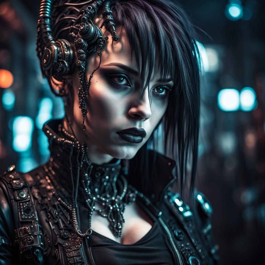 Gothic Cyberpunk Woman Portrait in High Definition