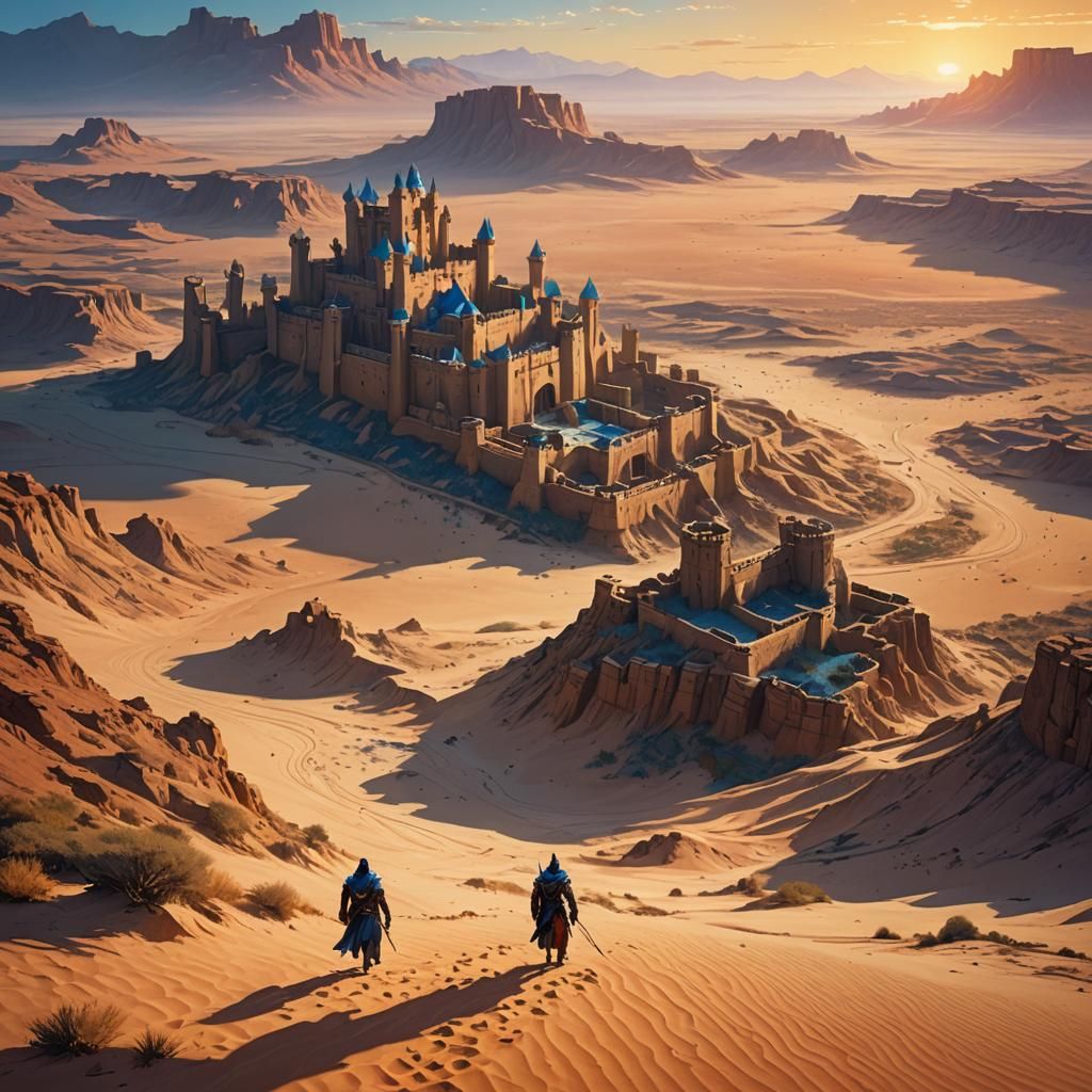 Desert Castle: Fantasy Concept Art in Oil Painting Style