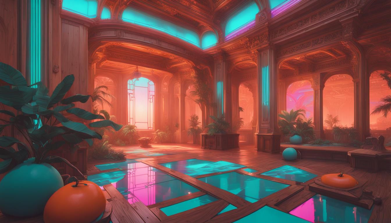 Wooden Vaporwave Sculpture in 8k Resolution