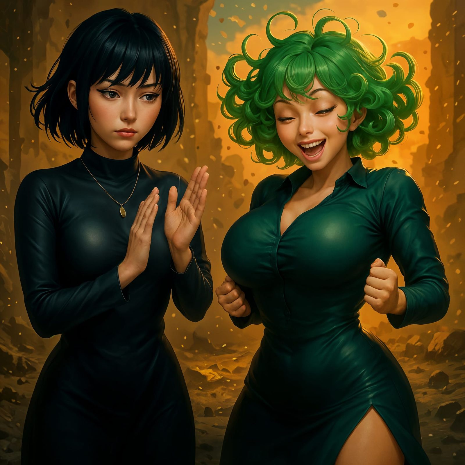 Fubuki and Tatsumaki: Detailed Matte Painting