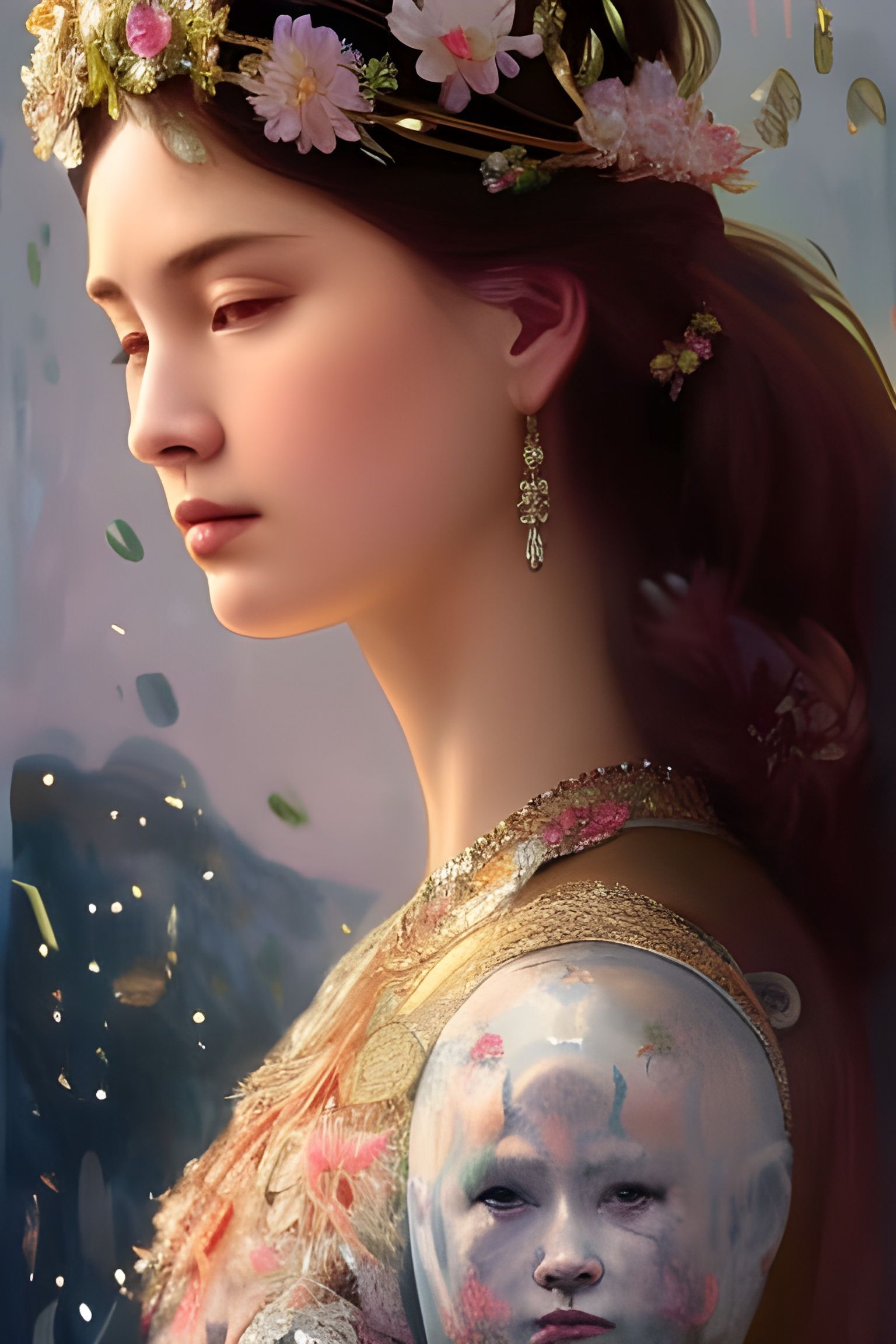 Dusky Chinese Goddess with Lotus Crown