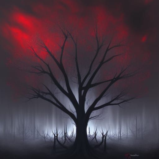 Gothic Noir: Twisted Victorian Crimson Dreamscape