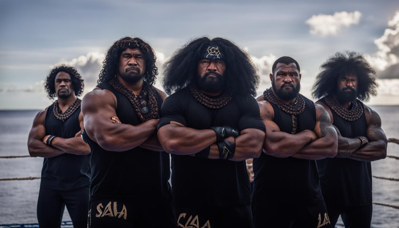 Samoan Wrestlers in Traditional Dress, Professional Photo