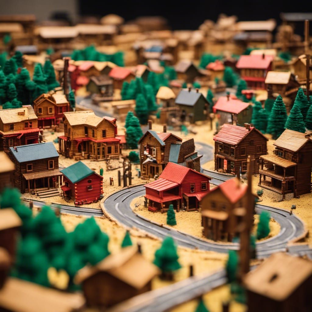 Detailed Miniature Lincoln Log Town