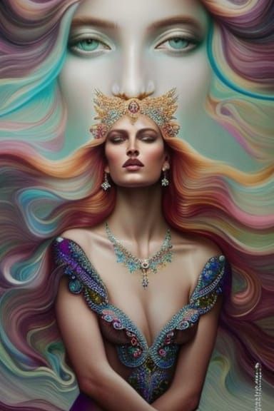 Redhead Goddess Portrait in Hyperdetailed Digital Art