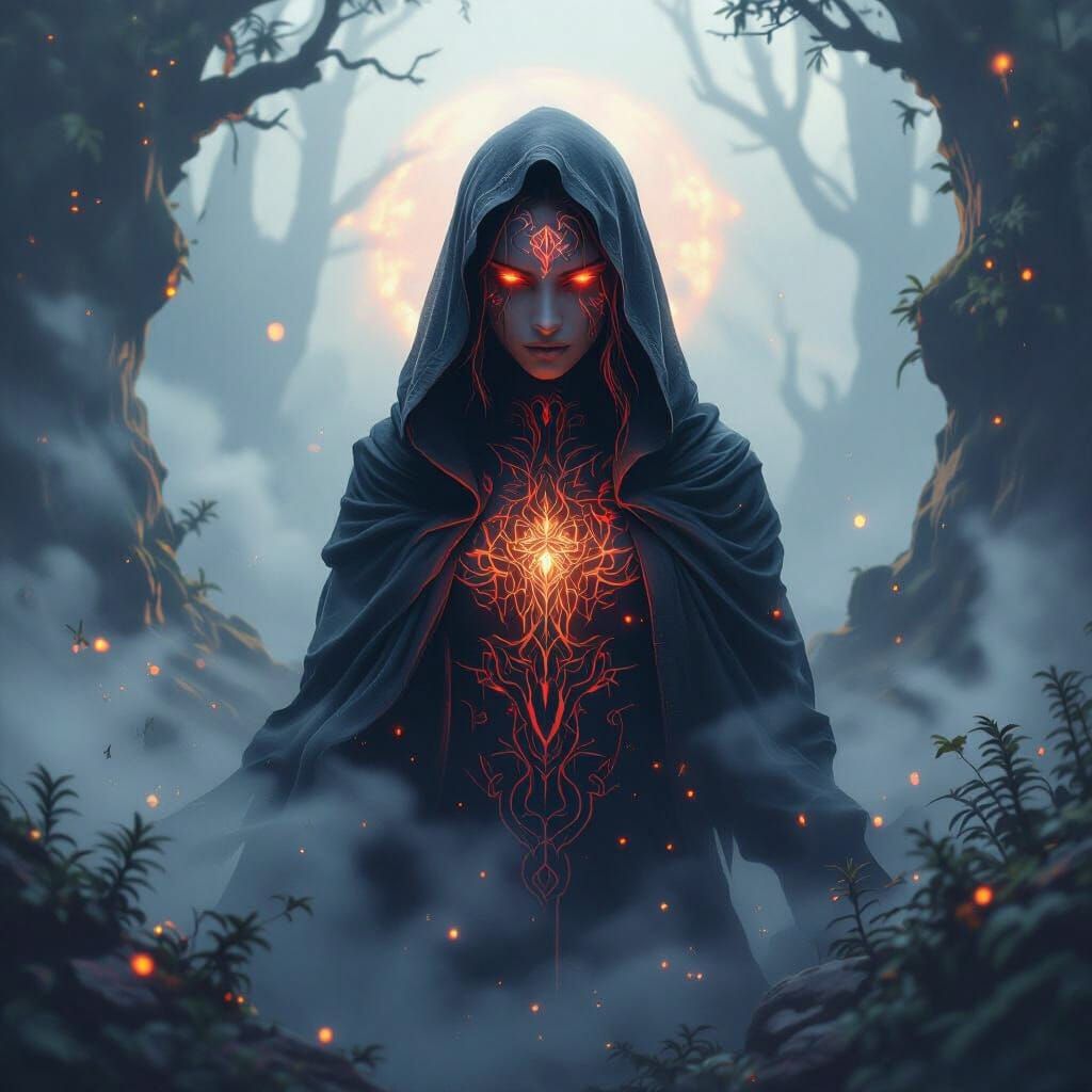 Mystical Anima with Glowing Tattoos: Surreal Digital Art