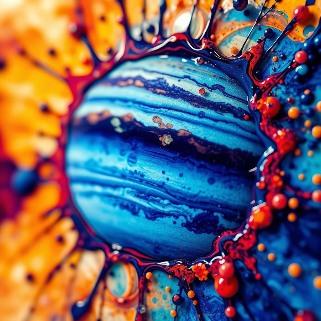 Macro Ink Splatter Resembling Jupiter on Film