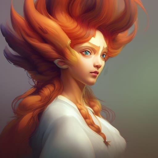 Detailed Vulpix Portrait in Art Nouveau Style