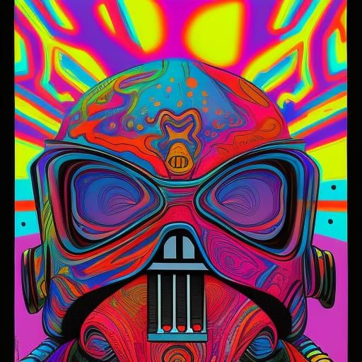 Psychedelic Darth Vader Crayon Art