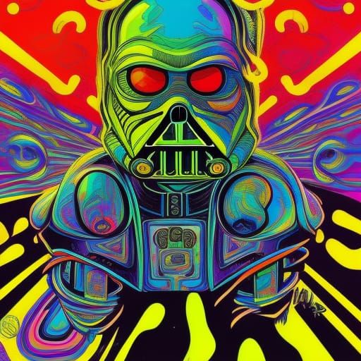 Psychedelic Darth Vader Crayon Art: Modern Graphic Design