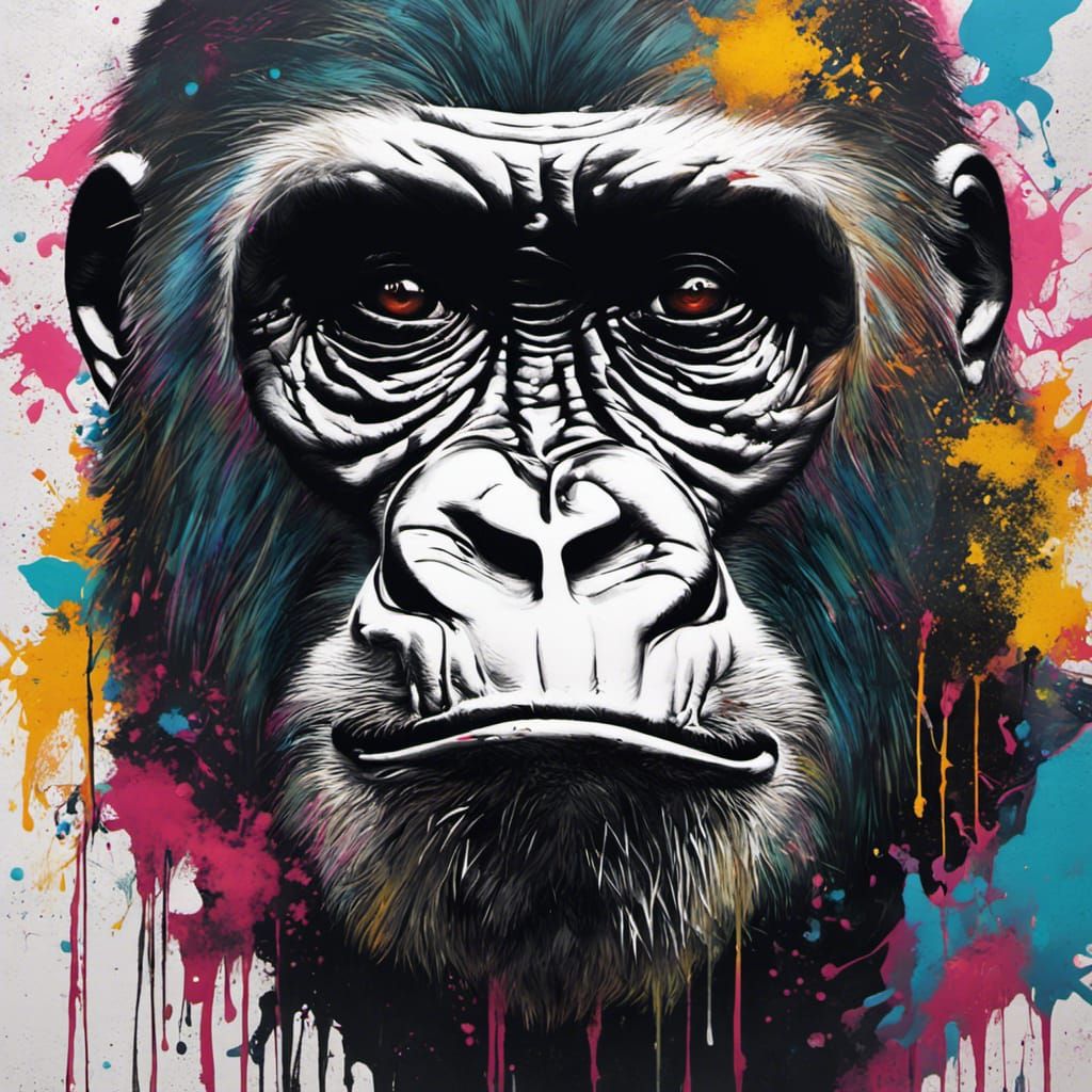 Colorful Graffiti Gorilla Street Art