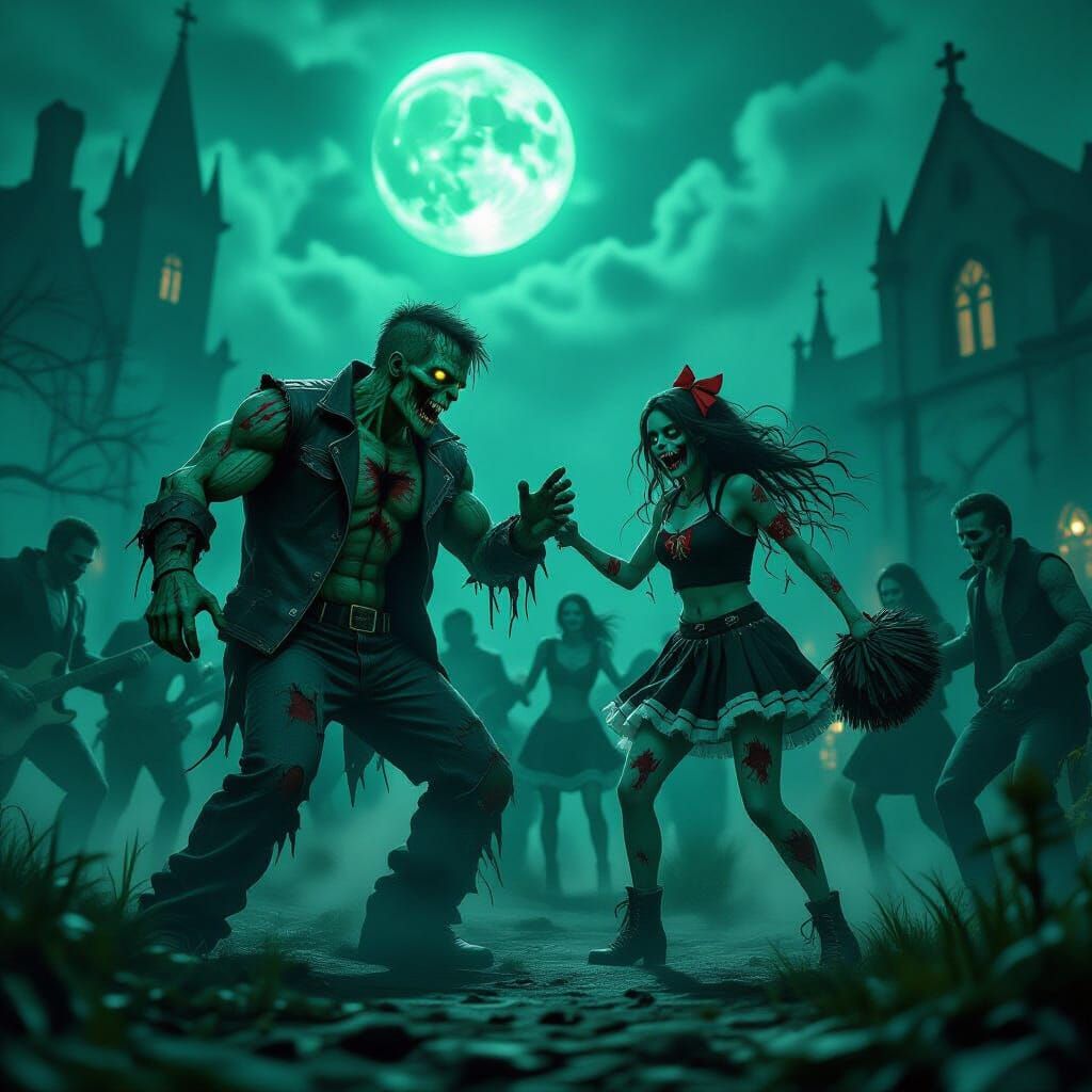 Graveyard Rave: Undead Students Dance Under Eerie Moonlight