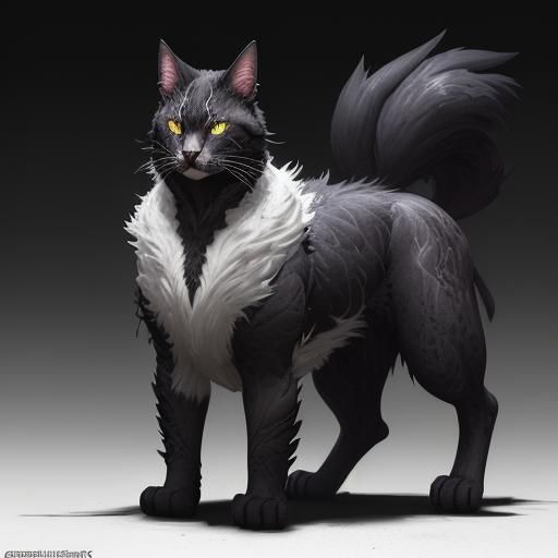 Feral Cat Reference Sheet in Dark Fantasy Style
