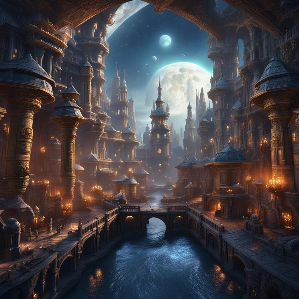 Detailed Celestial City Matte Painting in 8K