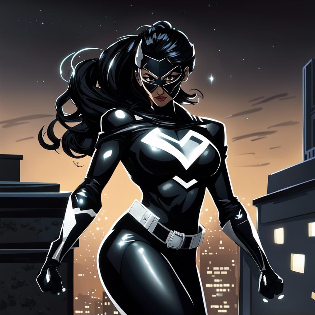 Indian Superheroine on Rooftop in Bulletproof Suit