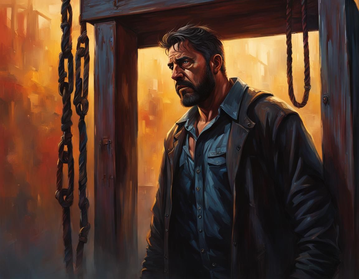 Hyperrealistic Gallows Scene with Dramatic Lighting