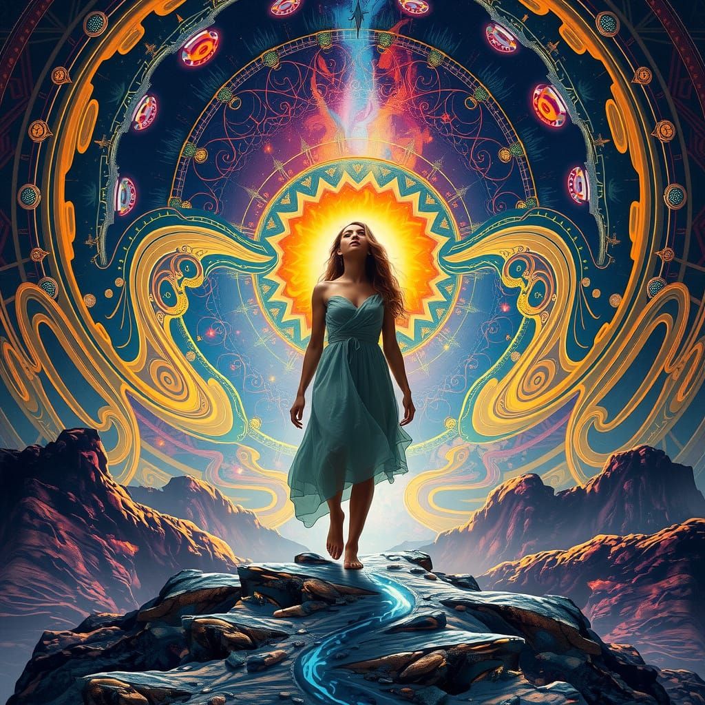 Woman Embarks on Fractal Journey of Self-Discovery