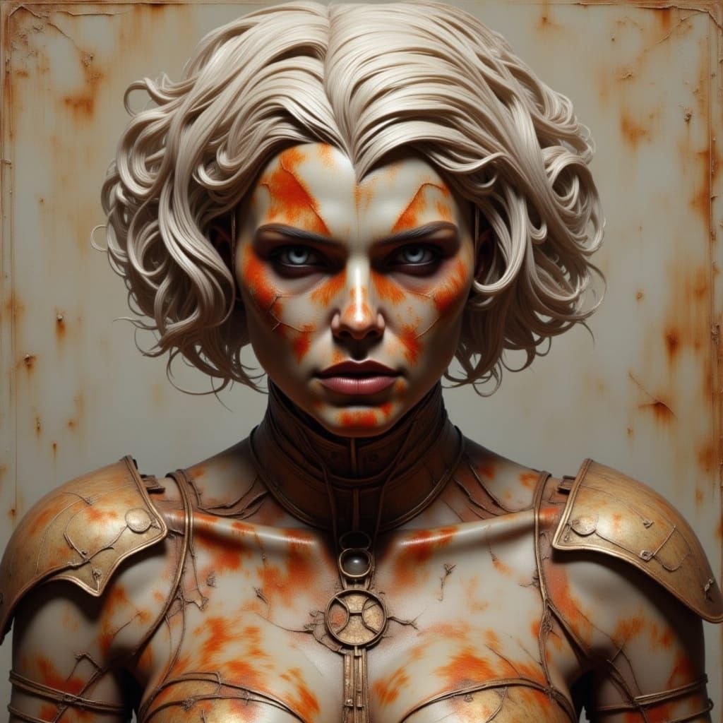 Stoic Portrait in Rustpunk & Silent Style