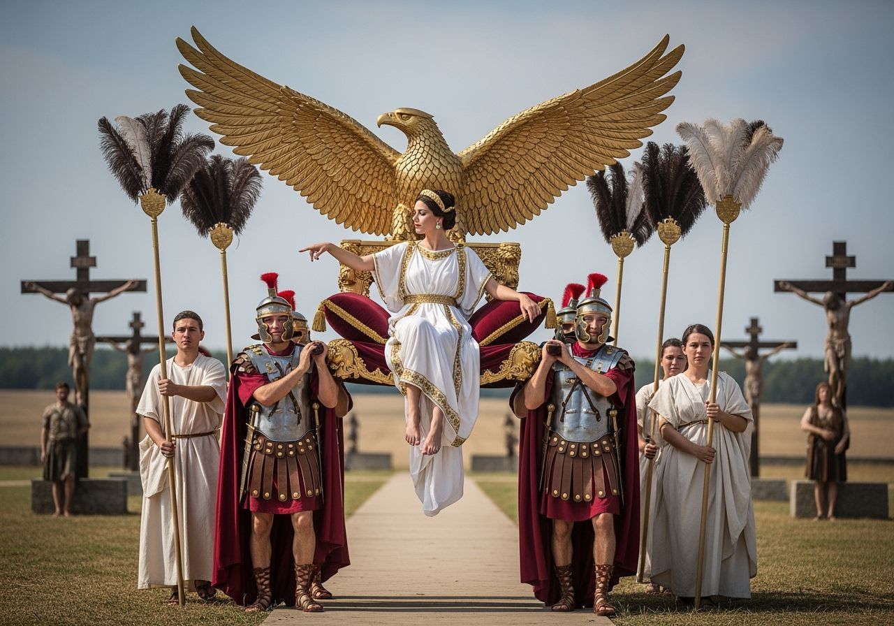 Roman Empress on Eagle Throne, Photorealistic Style