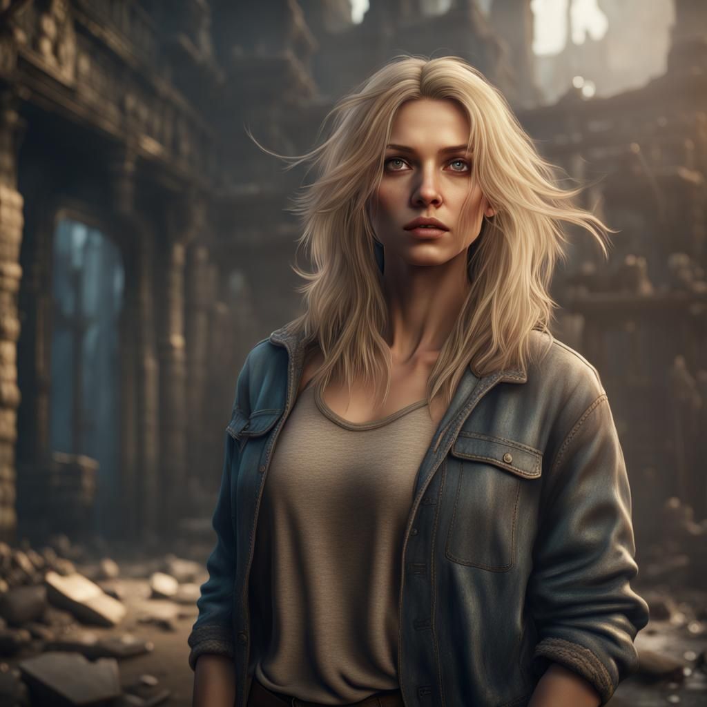 Beautiful Woman with Blond Hair: Fantasy Concept Art