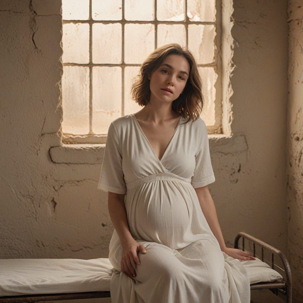 Pregnant Woman in Prison Cell: Concept Art Masterpiece