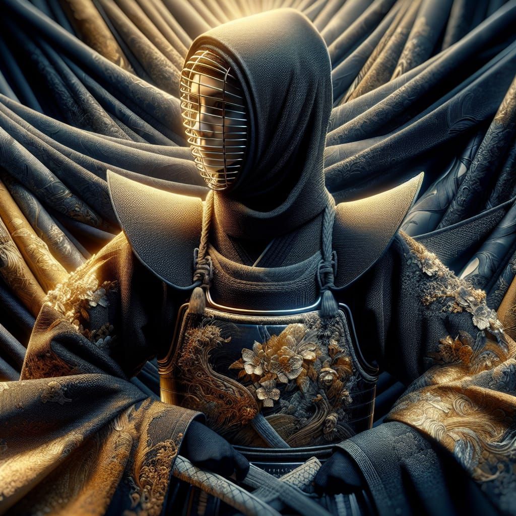 Middle-Eastern Woman in Kendo Uniform as Digital Matte Paint...