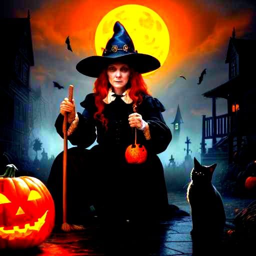 Halloween Diorama in a Pumpkin: Surreal Double Exposure