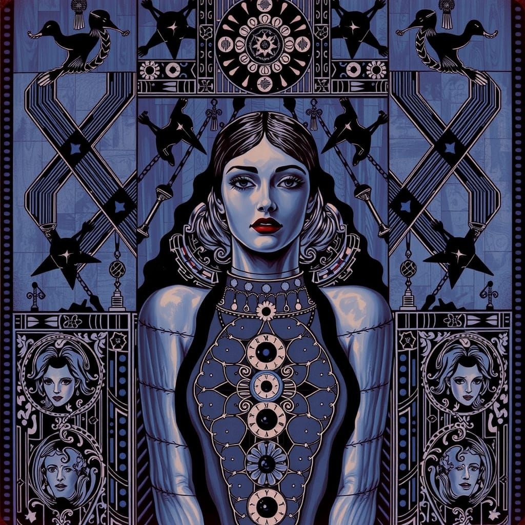 Etched Portrait of Louise Brooks in Vintage Style