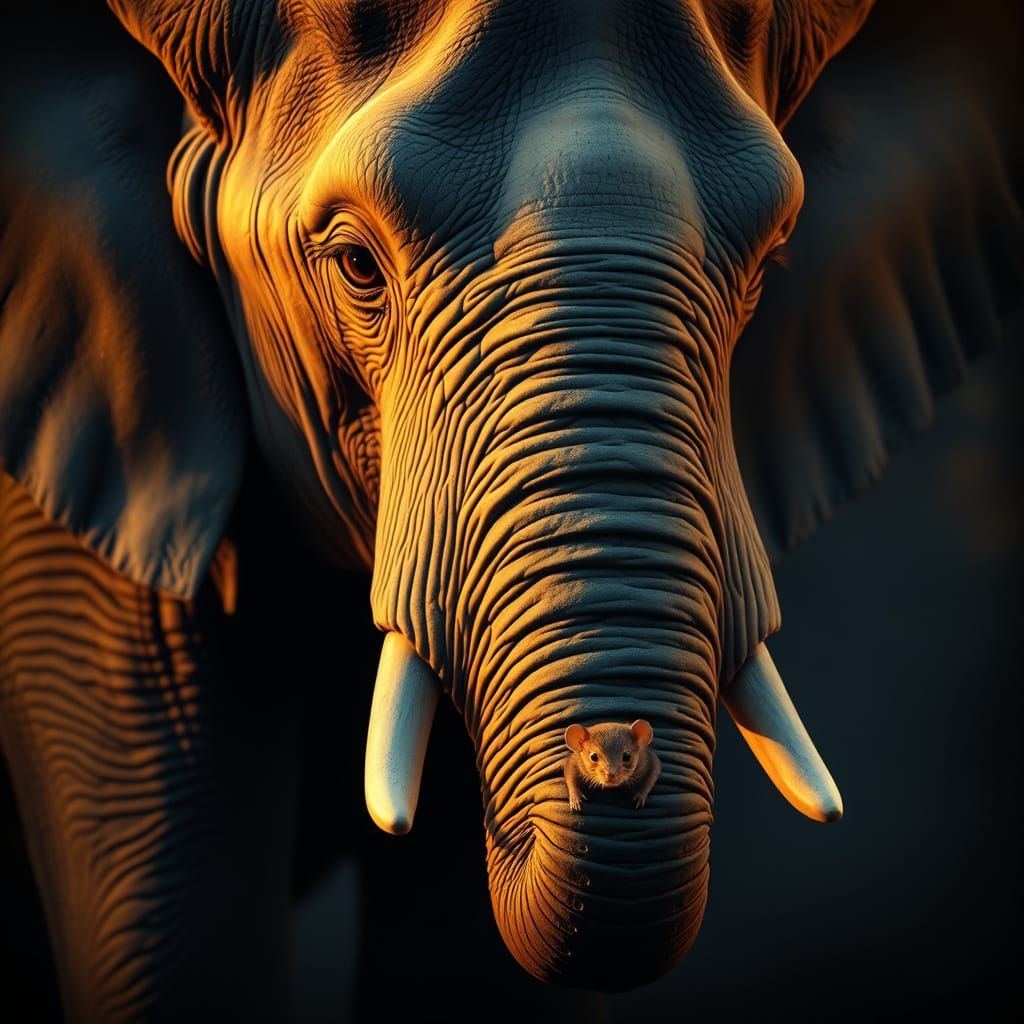 Elephant Offers Comfort to a Timid Mouse in a Moody, Cinemat...