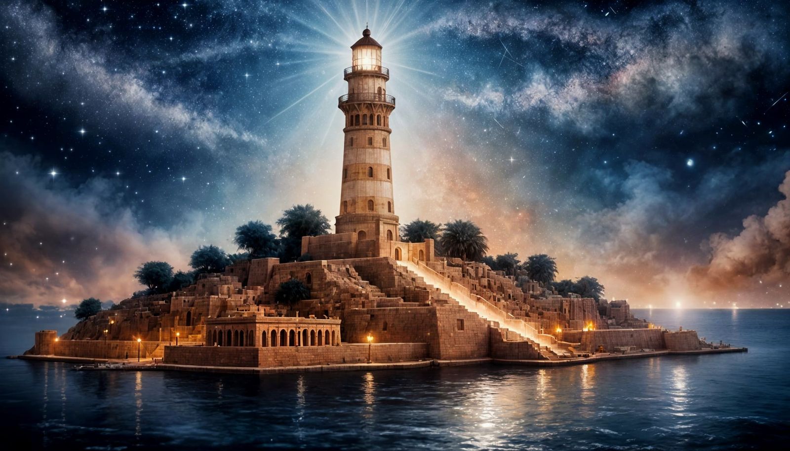 Lighthouse of Alexandria: Sfumato Style Fine Art
