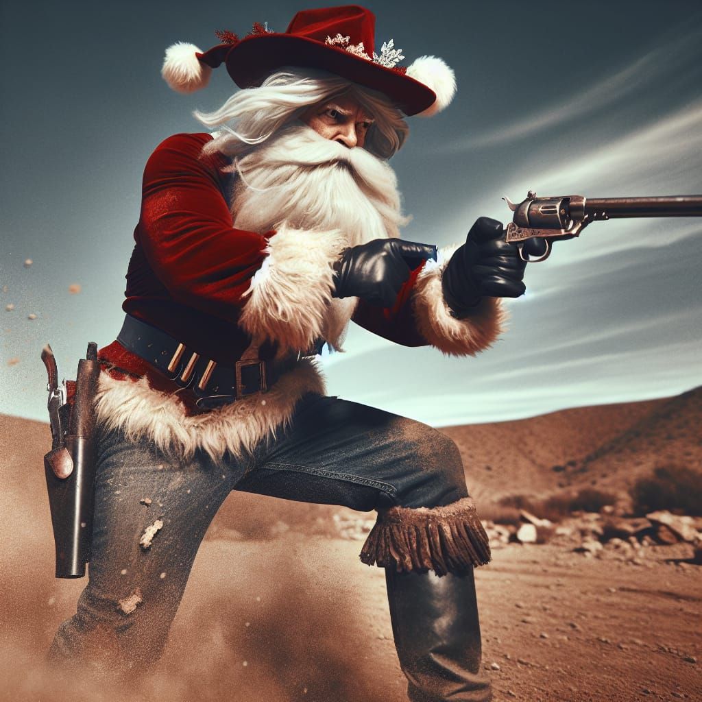 Santa Claus as a Wild West Gunslinger