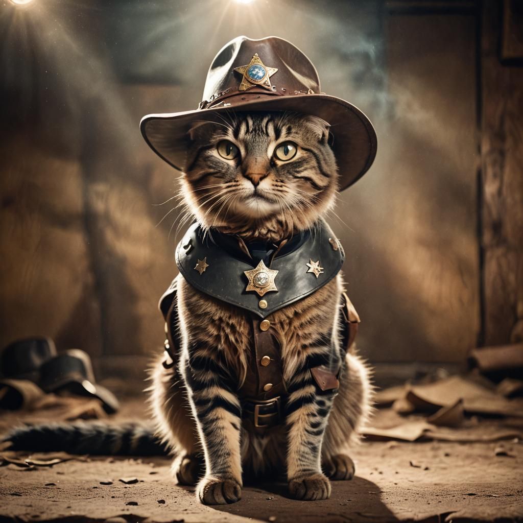 Cat Sheriff in the Old West: Cinematic Photo