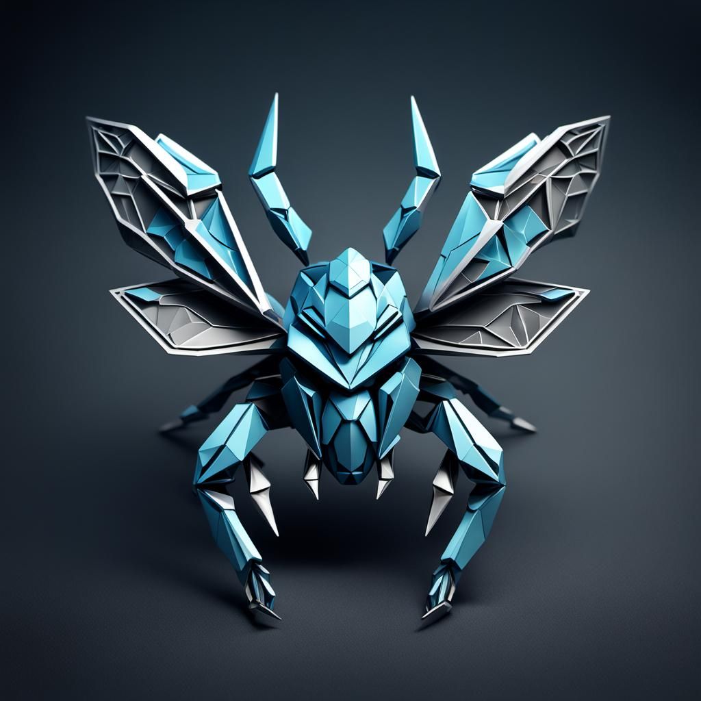 Origami Bug Logo for Kenyan Bug Bounty, Futuristic Style