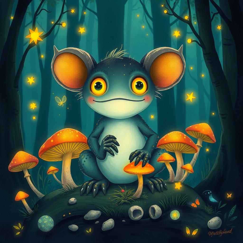 Mystical Glowing-Eyed Foozle in Enchanted Forest